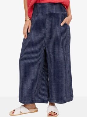 Shannon Passero NWT Tannie Culotte M Pinstripe Navy White Pull On Wide Leg Pants